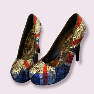 British flag heels! Size 8